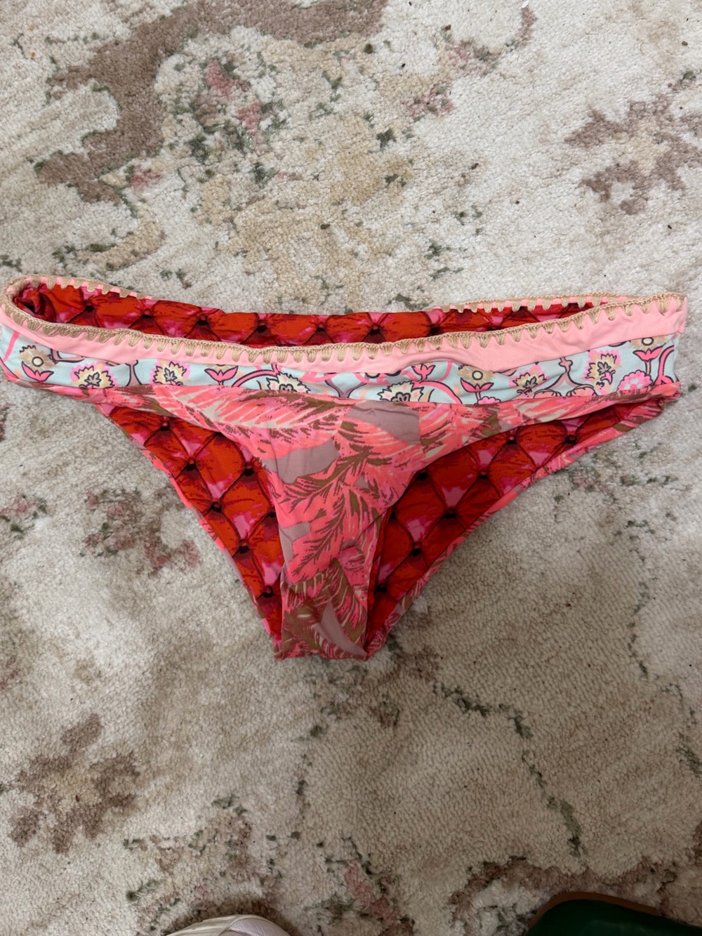 Maaji Red and Pink Floral Bikini Bottom